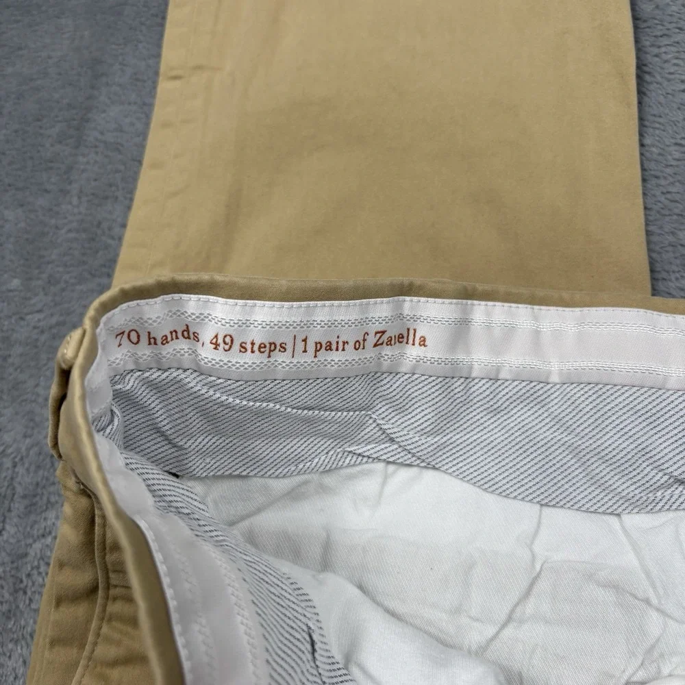 Zanella Parker Pants Men's 36x32 Khaki Made in Italy Cotton Stretch Flat Front*
